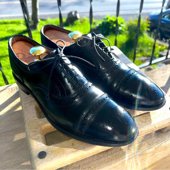 Allen Edmonds Strand Black Leather Cap Toe Brogue 6115 Men's Size 9D - Picture 1 of 12